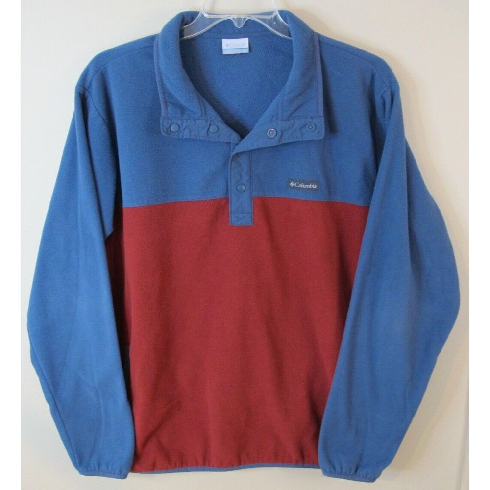 Columbia 1/4 Snap Fleece Pullover Men's Size XL Color Block Blue Red Sweater